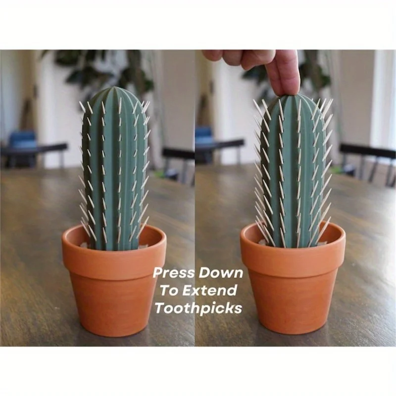 

3D-печать, имитация кактуса, коробка для зубочисток в горшке, дозатор зубочисток кактус