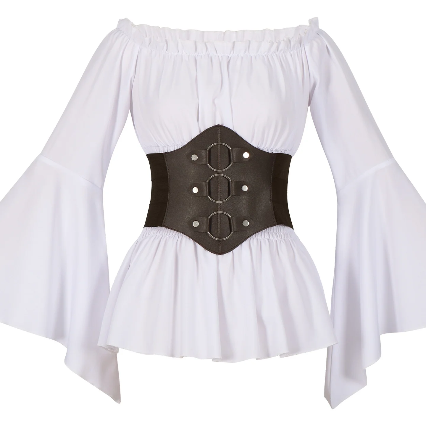 loween Medievale Rinascimentale Lungo Sve irt Vita Cinched Pirata Top Abbigliamento da Spettacolo Teatrale da Donna Mento Tradizionale...