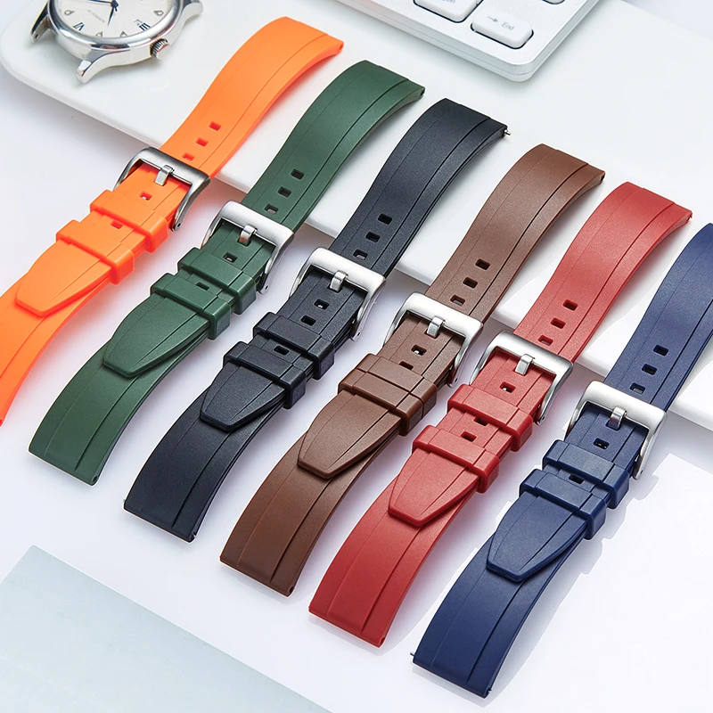 Für Omega fossile Bürger Tag Heuer Rolex Silikon Armband Schnell verschluss Gummiband 20mm 22mm 24mm Männer gelb weiß Armband