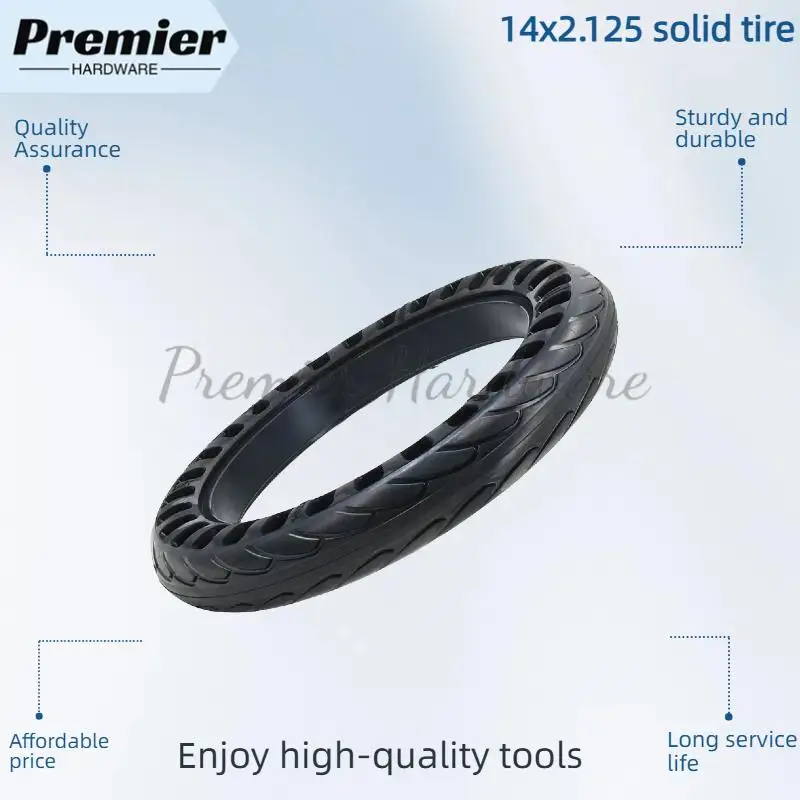 Ban Padat 14x2.125 14 inci Anti Ledakan Non-Inflatable Hollow Double Honeycomb untuk Sepeda Listrik