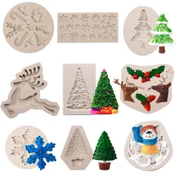 Christmas Silicone Mold Xmas Cake Decorating Tools Snowflake Christmas Tree Elk Fondant Chocolate Cupcake Candy Baking Mould