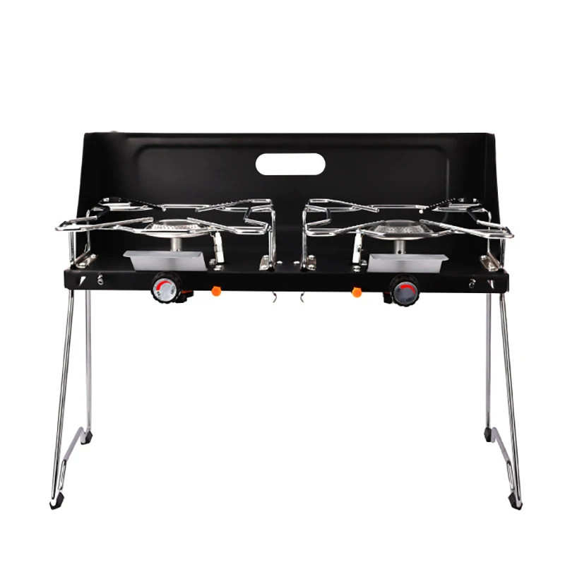 Outdoor Folding Gas Stove 2 Burner Portable Camping Stove Windproof Tourist Gas Burner Barbecuecooking Picnic Large Furnace Gear