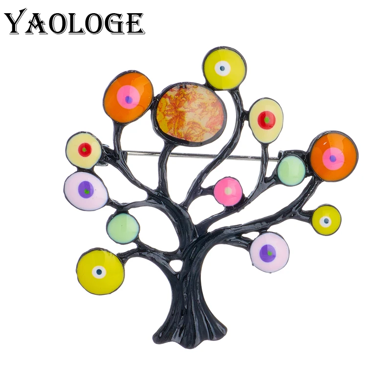 

YAOLOGE Colorful Enamel Tree Brooches For Women New Design Plant Badges Weddings Office Party Brooch Pins Jewelry Gifts брошь