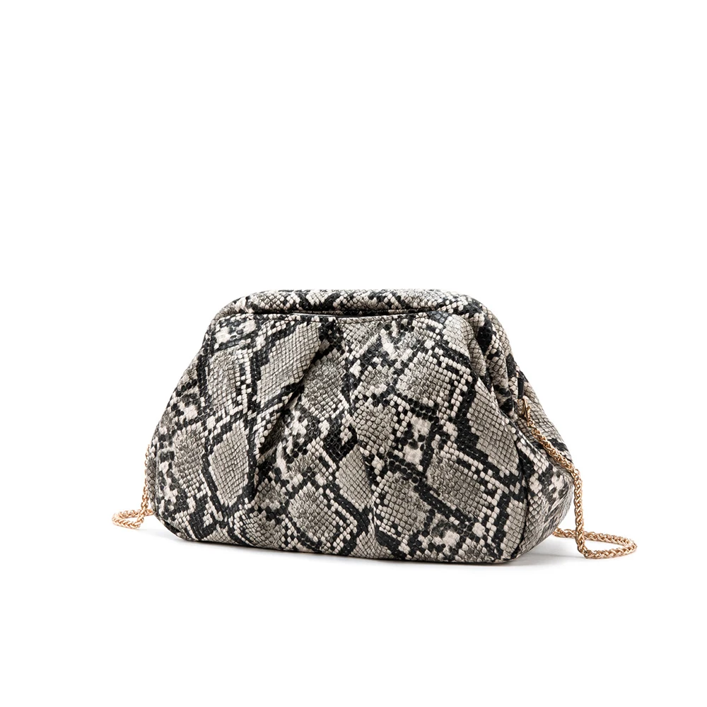 NEW Snake Pattern Women Bag Ruched Serpentine Shoulder Bags for Women Clutch Cloud Dumpling Bag Pouch Handbags Chains Sling Bags