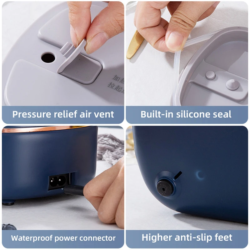 صندوق غداء كهربائي خالي من الماء ، صندوق بينتو محمول ، طباخ أرز ، تسخين ثرموستاتي ، مدفئ طعام للمكتب ، 900 مللي ، 220 فولت