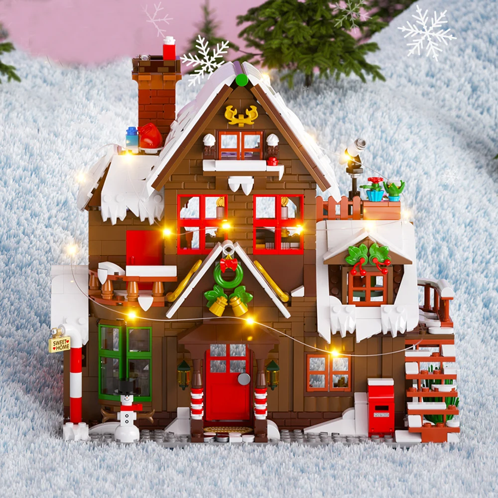 هدية عيد الميلاد اللبنات الطوب DIY عيد الميلاد سعيد منزل خشبي ديكور المنزل سطح المكتب زخرفة لعب الأطفال #4