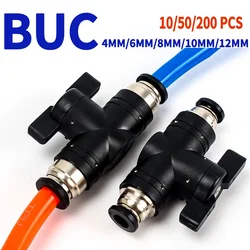 BUC Pneumatic Manual Valve - Straight Head Quick Coupling Steering Switch Manual Ball Valve for Air Hose (4mm,6mm,8mm,10mm,12mm)