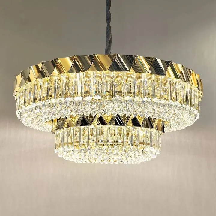 Light luxury new gold high-end living room lamps and lanterns European decoration luxury dining room crystal chandelier