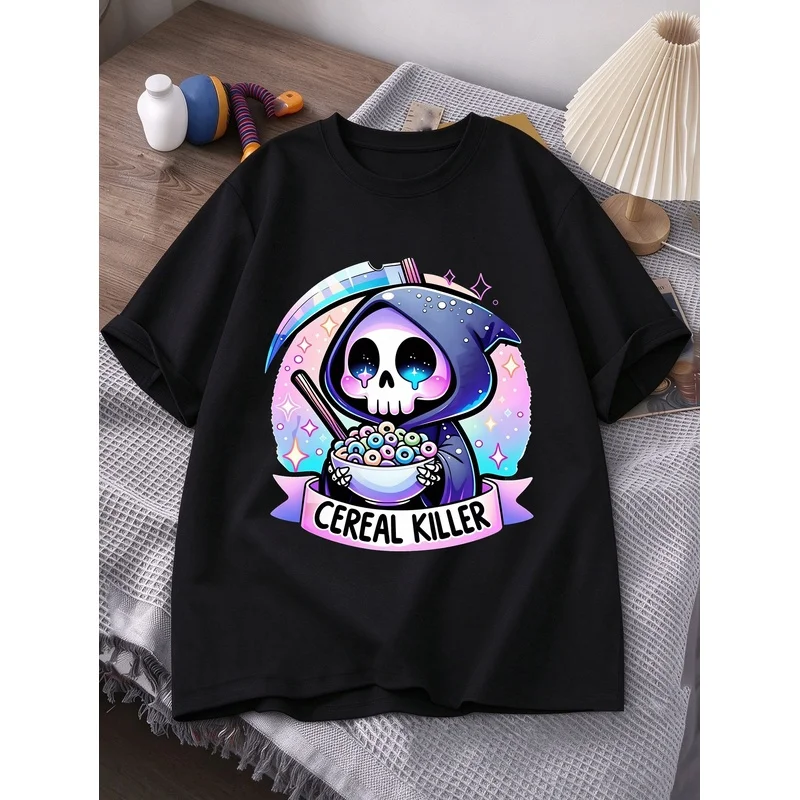 Men'S Fashion Printed T-Shirt Men'S Cereal Killer Graphic Top Summer Casual Short-Sleeve T-Shirt Suitable for everyday wear