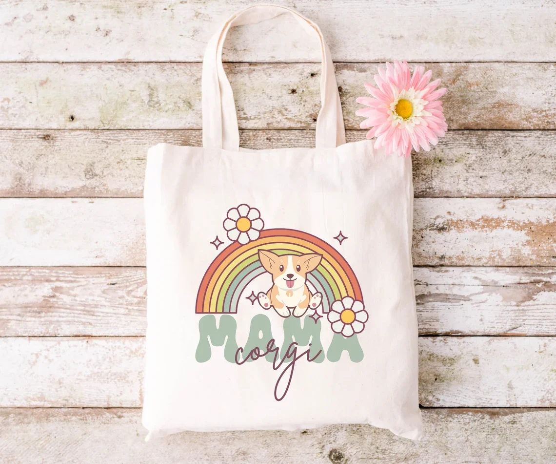 

Сумка-тоут для французского бульдога, милая сумка для собаки, подарок для мамы-собаки, сумка для книг в стиле ретро, сумка для фермерского рынка, эстетическая сумка для собак BaG