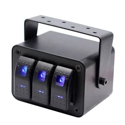 3 Gang Rocker Switch Box 12V SPST ON Off Switch Waterproof Aluminum Rocker Switch Panel Night Glow