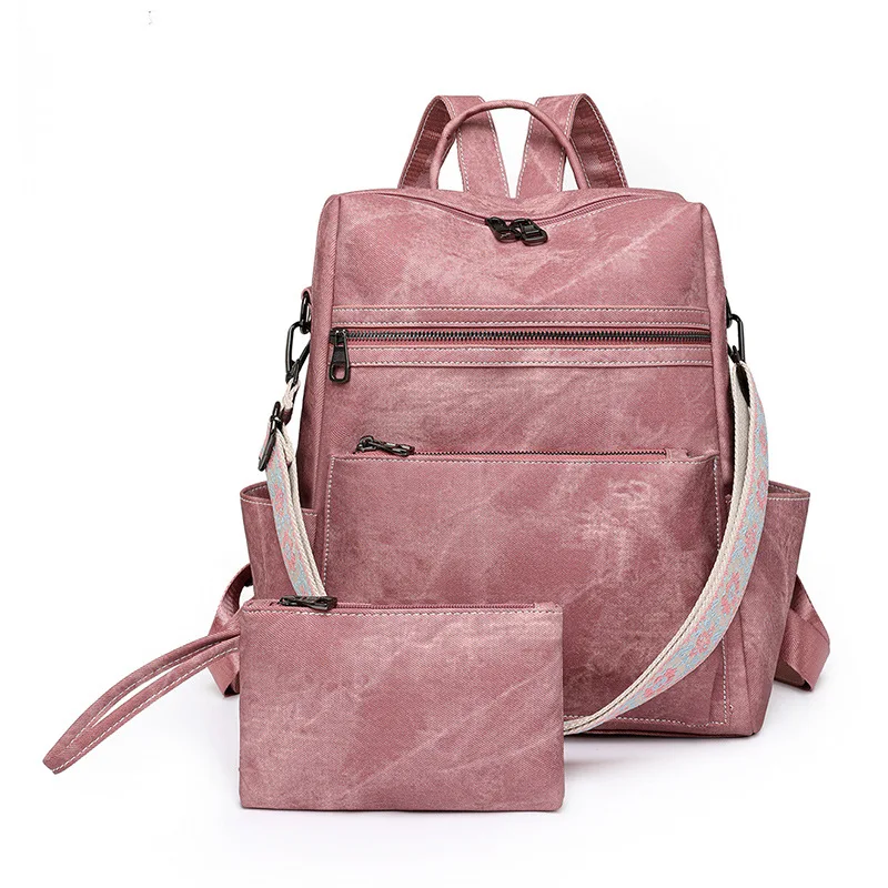 2024 Women Leather Backpacks Vintage Shoulder Bag Female Backpack Ladies Travel Backpack Women\'s Wallet School Bags for Girls