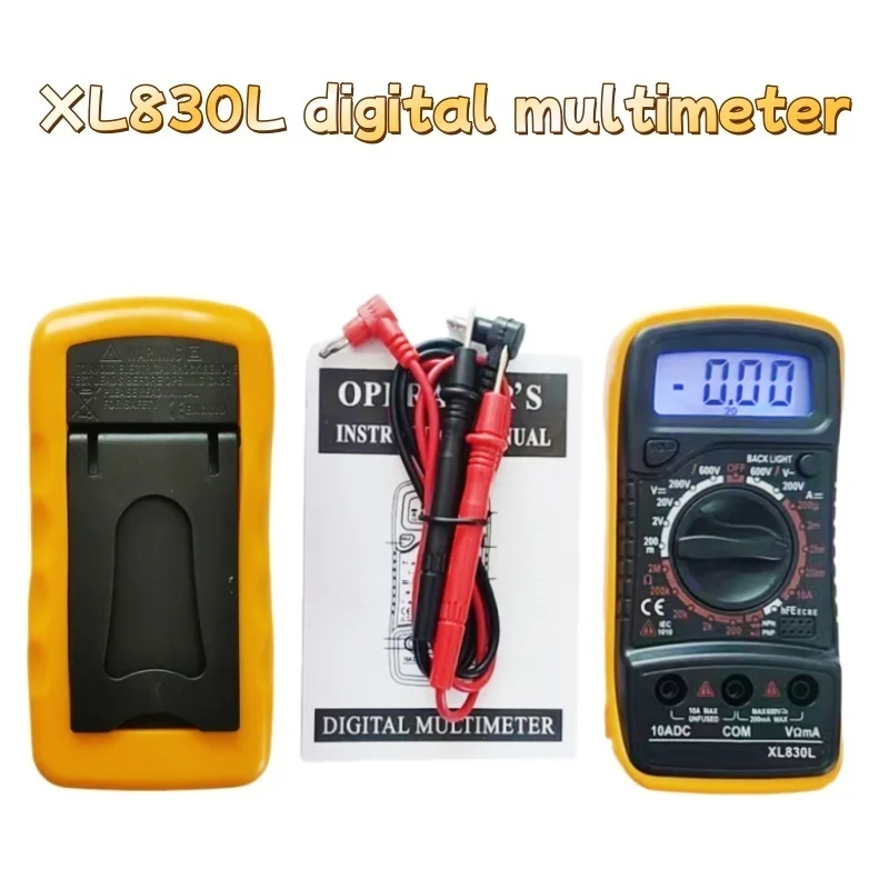 XL830L Handheld Digital Multimeter 200V-600V LCD Backlight Portable AC/DC Ammeter Voltmeter Ohm Voltage Tester Meter Multimetro