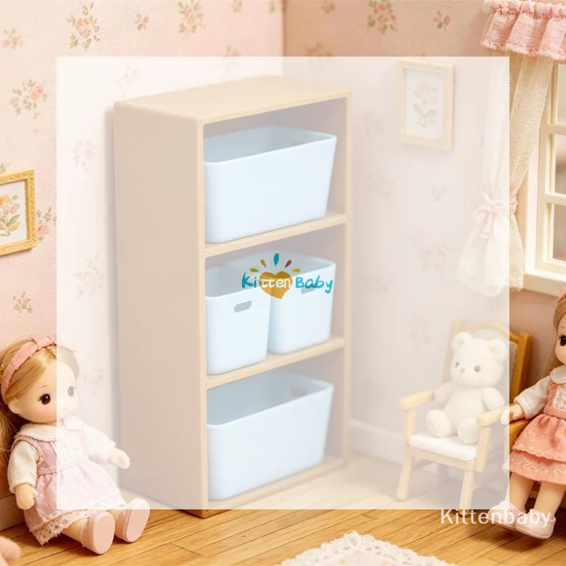 

1Pcs Miniature Shelf Storage Box Dollhouse Scene Decoration Figurine Model Photography Prop Blue Storage Bins