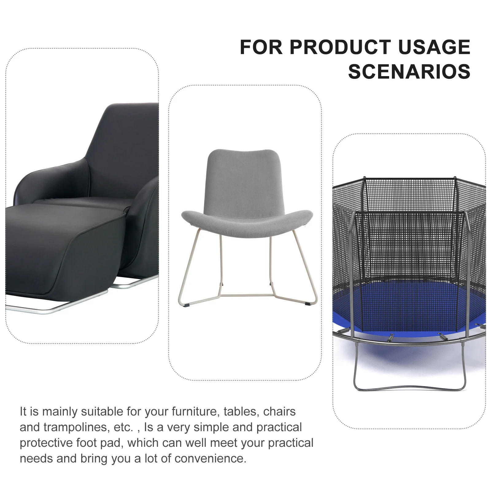 

50Pcs Black Chair Leg Covers Table Feet Mat Trampoline Non-Slip Mats Safe Gentle Texture Long-Lasting Trampoline Leg Covers