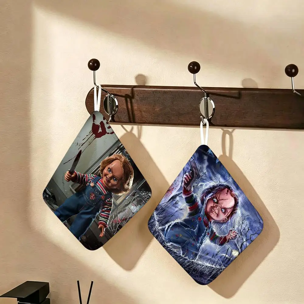 Classic Horror Movie Chucky Thickened Polyester Cotton Hanging Towel, High Absorbent Hand Wiping Towel For Indoor Use