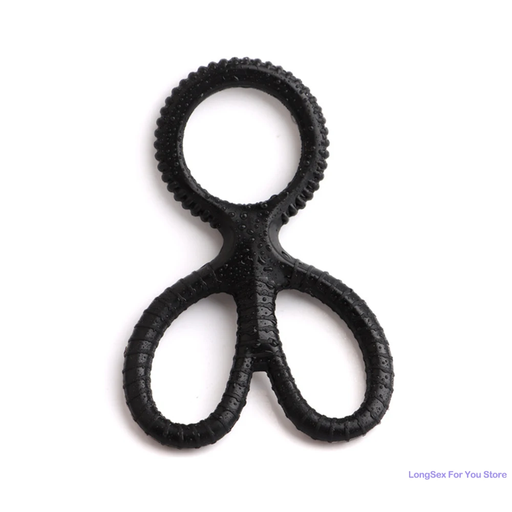 Reusable Silicone Penis Ring Male Sex Toys Enlargement Cock Ring With Three Circle Stretchy Delayed Semen Lock RIng Sex products