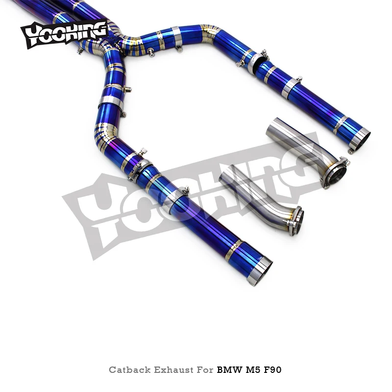 Yooking Valvetronic Catback Exhaust untuk BMW M5 F90 LCI 4.4T 2018-2024 Titanium Blue Valved Muffler Dengan OPF