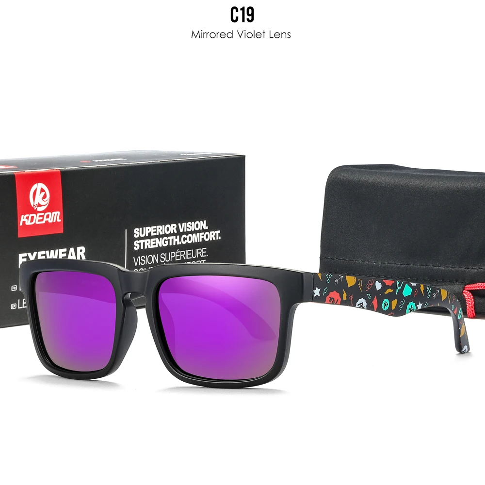 KDEAM Polarisierte Quadratische Sonnenbrille für Herren, Anglerbrille mit 5-Tank-Metallscharnieren – Detail 24