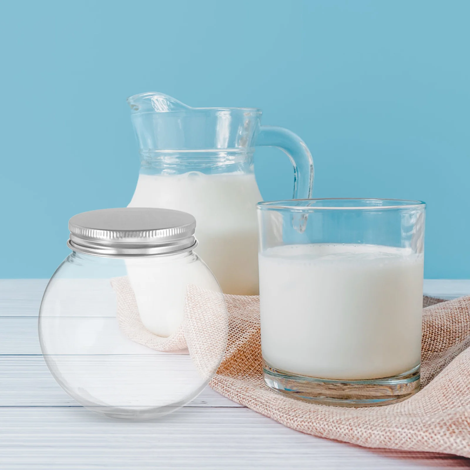 10 قطعة زجاجات زبادي بلاستيكية مستديرة شفافة سميكة 250 مللي زجاجات مشروبات شفافة غطاء ألومنيوم جرة حلوى عيد الميلاد لصالح الحفلات #3