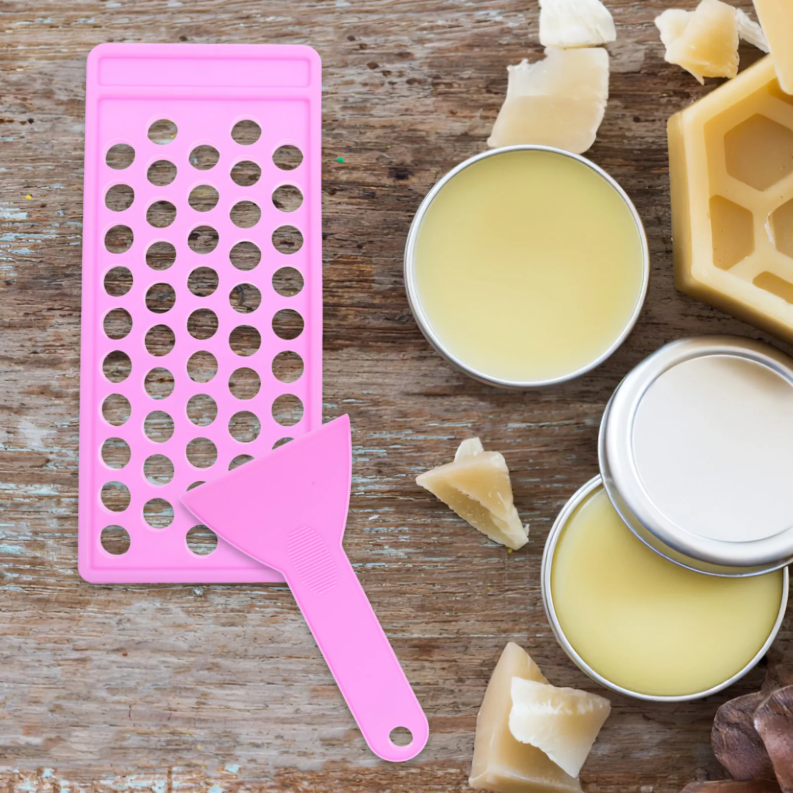 1Set Lip Balm Filling Tray Portable Filling Mold Lipstick Holder 50 Holes DIY Lip Balm Making Set Spatula Included