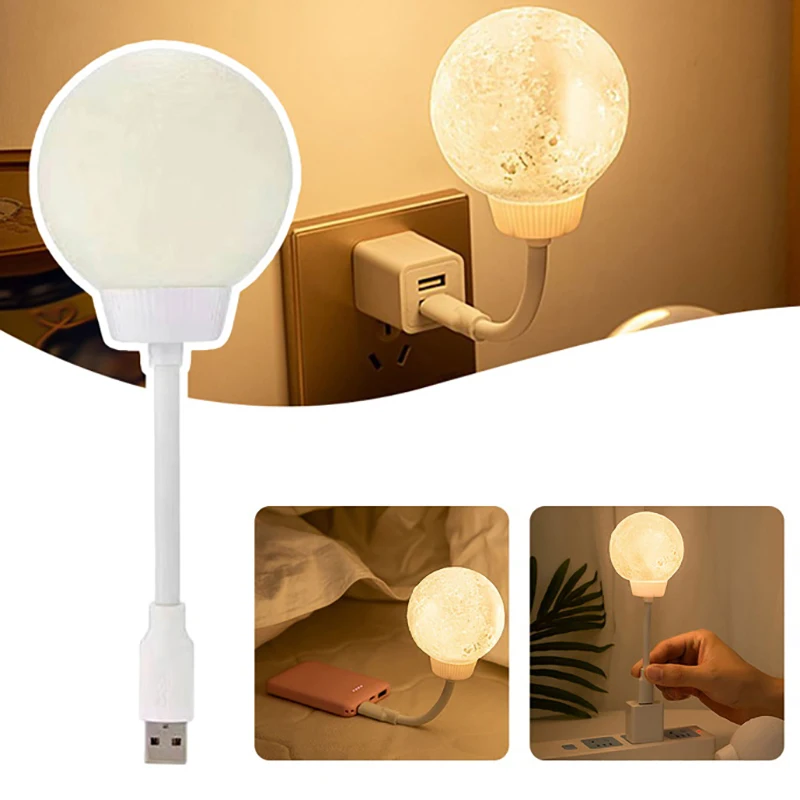 New USB Energy-Saving Lamp Plug-In Moon Shaped Voice Controlled Night Light 3 Lighting Modes Rotatable Light For Home Bedroom