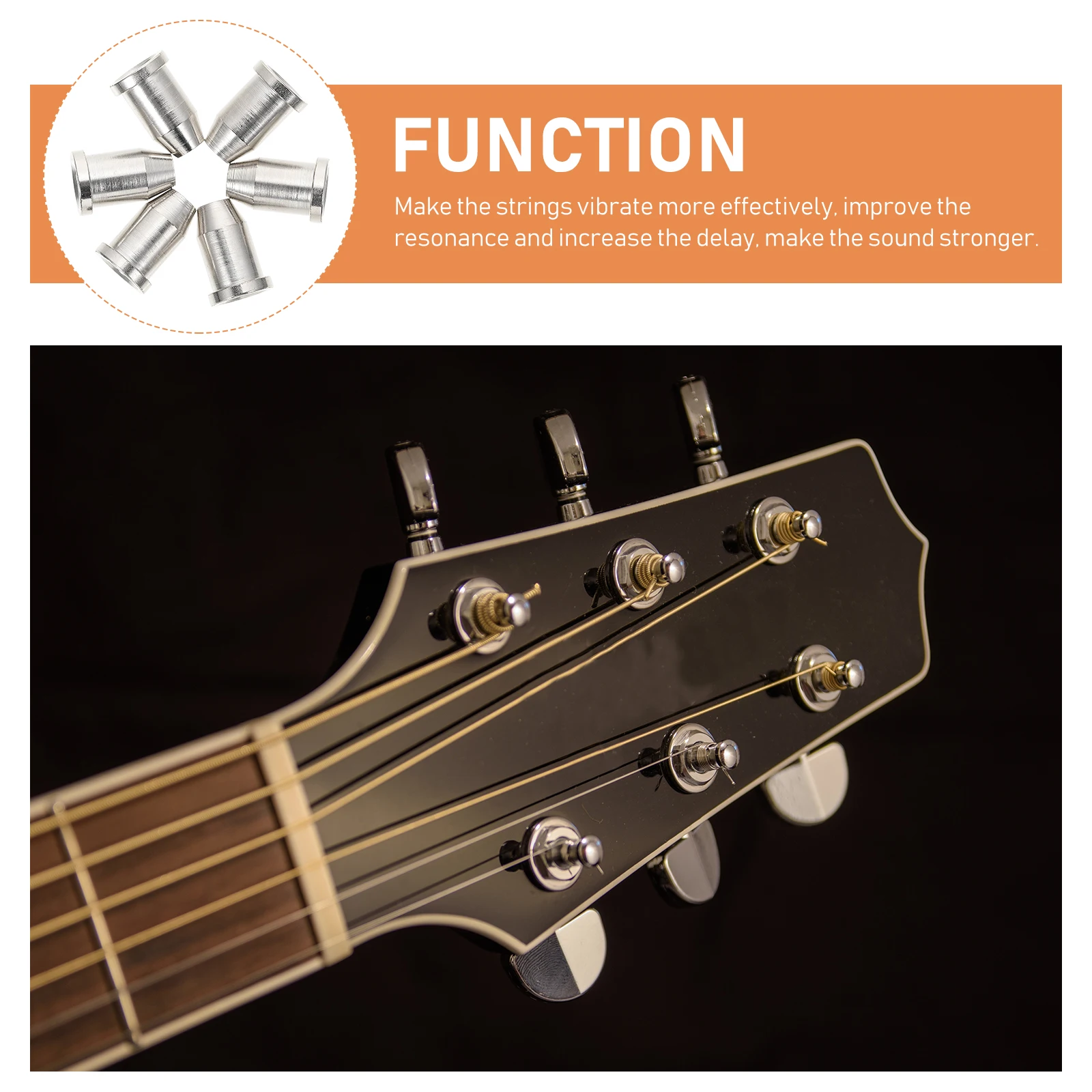 

6Pcs Electric Guitar String Caps Metal String Fixators Enhance Delay Improve Sound Quality Practical Durable Guitar Parts