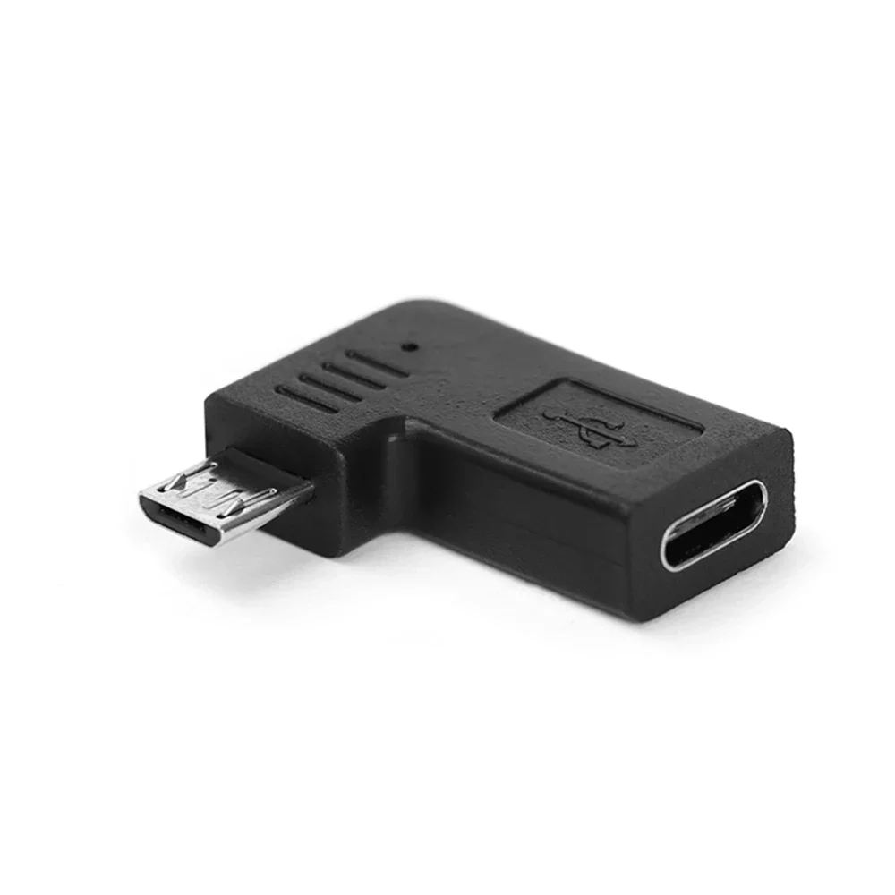 USB-C data adapter female to Micro USB 2.0 male 5-pin, 90 degree left and right angles