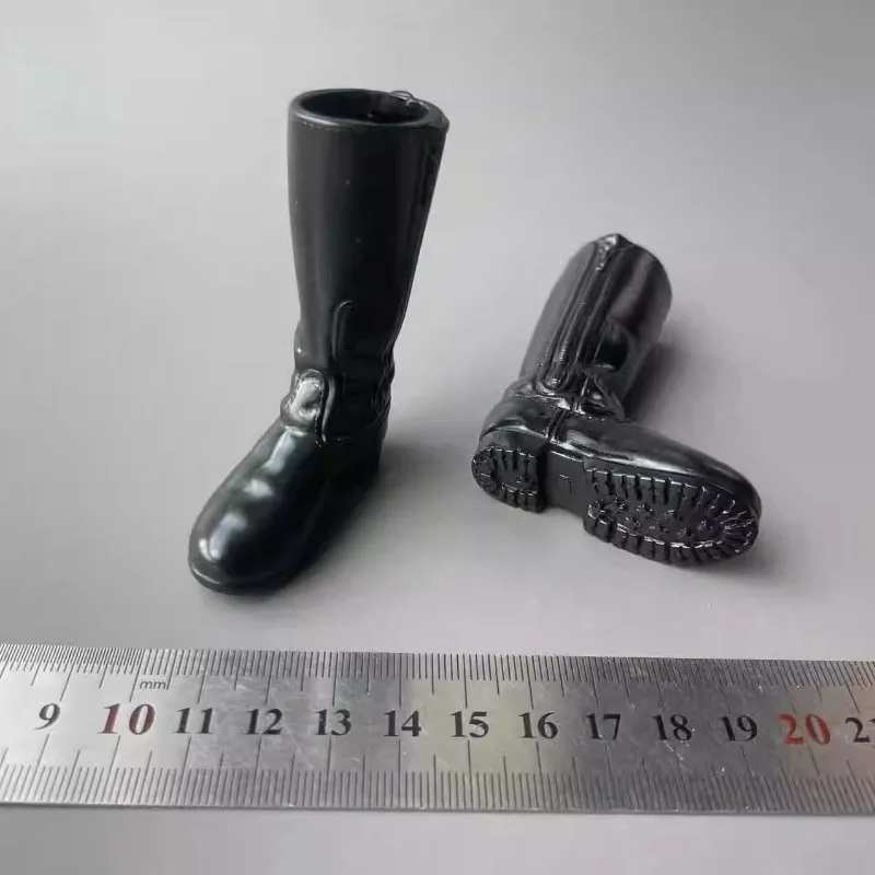 Bottes sulfNoires avec Fermeture Éclair pour Soldats, Chaussures Creuses en Caoutchouc Souple, Accessoire de Corps, 12 Pouces, 1/6