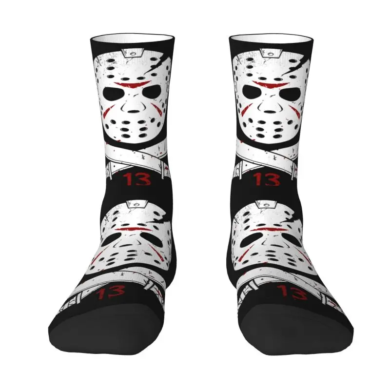 Fashion Print Horror Movie Character Killer Socks for Women Men Stretchy Summer Autumn Winter Halloween Film Crew Socks