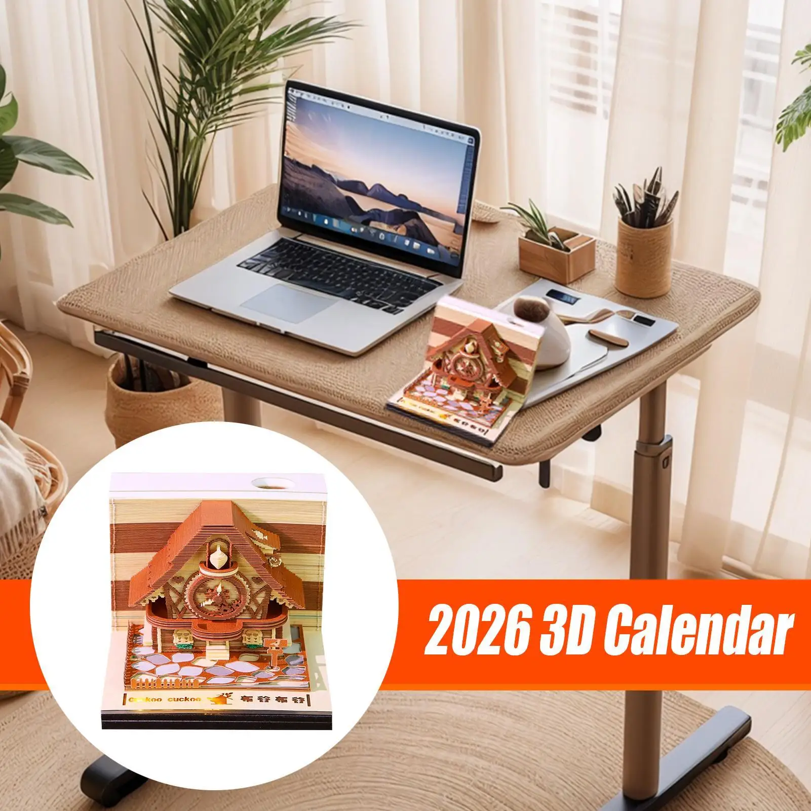 2026 3D Calendar 3D Desk Calendar with Acrylic Cover Home Notebooks for Bedroom Housewarming Apartment Travel Dormitory Nursery