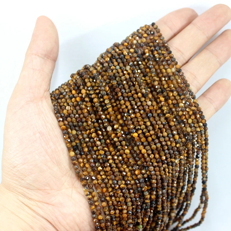 Natural Faceted Tiger Eye 2 3 4MM Cut Micro Small Tiny Stone Beads For Jewelry Making Bracelets Necklace Anklet Factory Prices