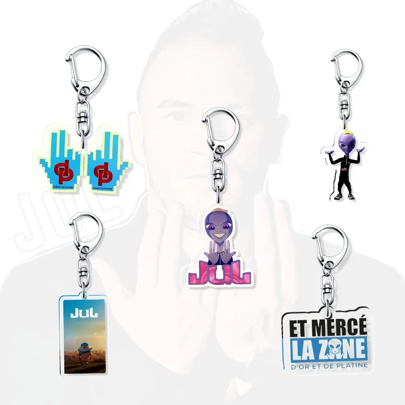

JUL Hot French Rapper Keychains Alien Keyring for Accessories Woman Oh Qu'elle Est Belle Pendant Keyring Jewelry Cute Music Fans