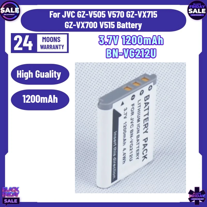 New 3.7V 1200mAh BN-VG212U Battery for JVC GZ-V505 V570 GZ-VX715 GZ-VX700 V515 Battery