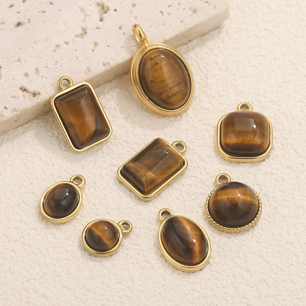 3 قطع الفولاذ المقاوم للصدأ عين النمر سحر المعلقات الذهبية لوازم المجوهرات عقد دي اي واي أقراط موصلات للمجوهرات سحر النتائج #3