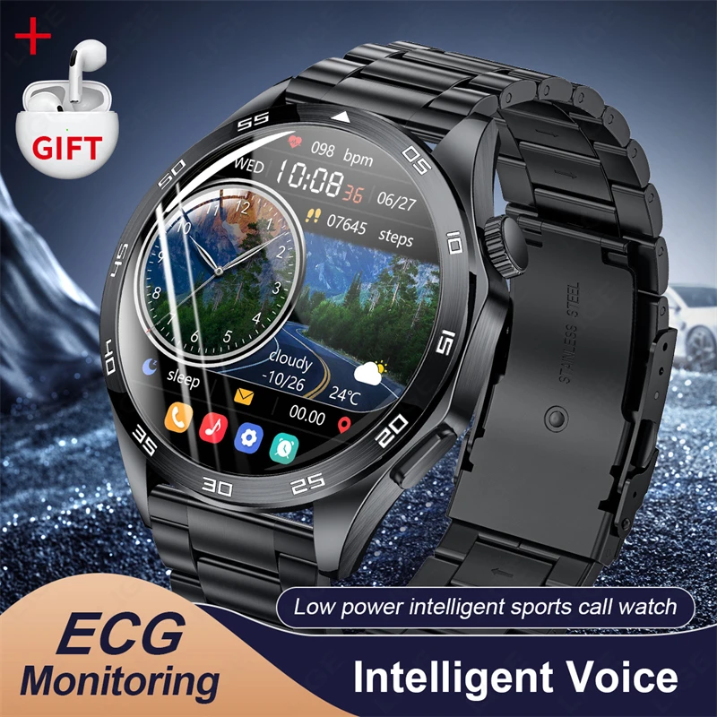 

LIGE Bluetooth Earphones Smartwatch ECG Heart Rate Monitor Men Watch Bluetooth Call Sports Fitness Smart Watch For Huawei Xiaomi