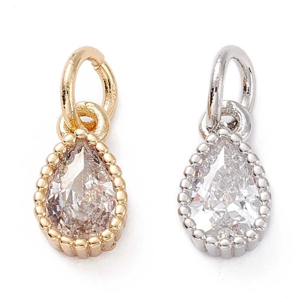 

10Pcs Teardrop Cubic Zirconia Pendant Fashion Faceted Water Drop Hanging Charm for Women DIY Necklace Jewelry Making 10x5.5x3mm