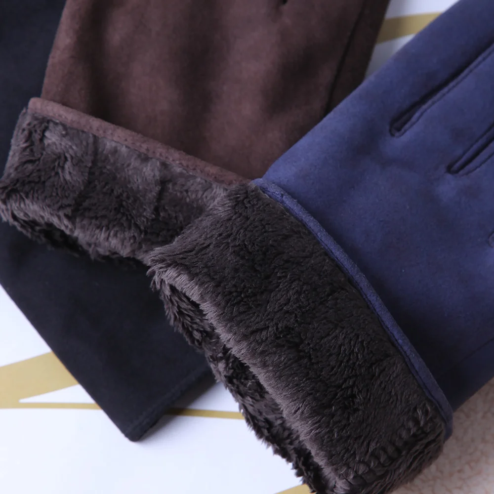 Guantes Térmicos de piel de oveja gruesa para hombre, manoplas para conducir con pantalla táctil, para otoño e invierno, M075