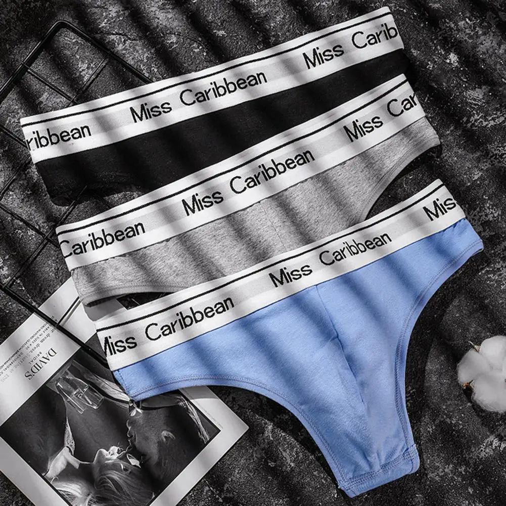 Men Brief U Convex Elasticity Jockstrap Male Panties Soft Letters Print Thong Underpants Men G-string For Daily Wear