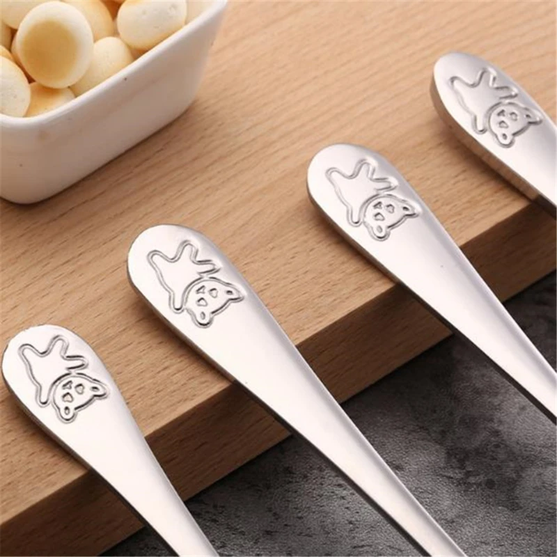 1pc Cartoon Bear Cutlery Stainless Steel Kids Knive Fork Spoon Food Tableware Portable Reusable Tableware Kitchen Supplies