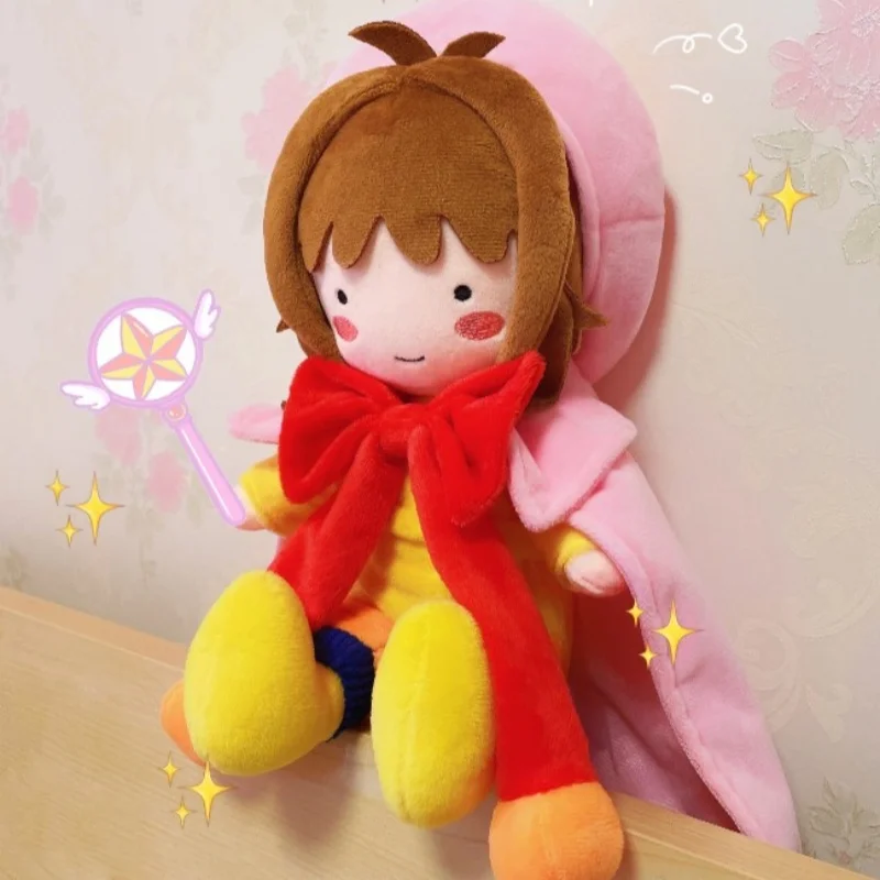 

25cm Magic Card Girl Sakura Plush Doll Stuffed Keychain Kawaii Anime Figure Cotton Figurine Collection Model Plushine Toys