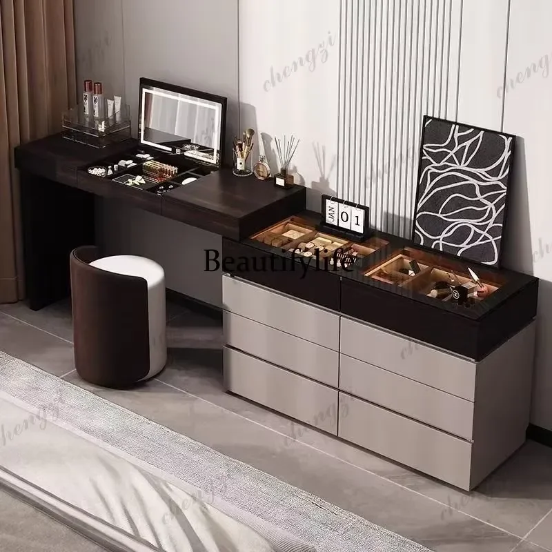 for Smart dresser solid wood Italian chest integrated jewelry cabinet end of bed storage flip cover makeup table