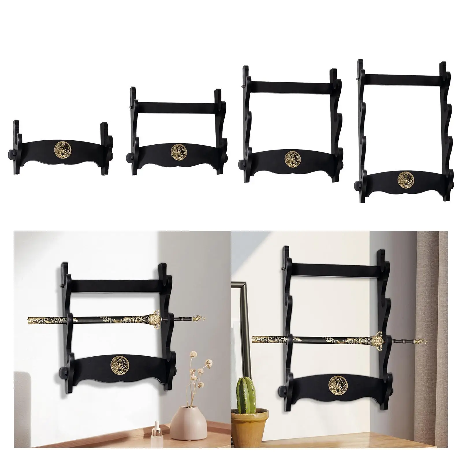 Wall Mount Decorative Display Rack Density Board Sword Holder for Collectibles and Musical Instruments