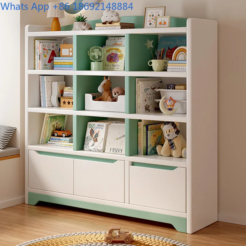 

Книжная полка из цельного дерева, напольная стойка для хранения, настенный домашний шкаф для хранения