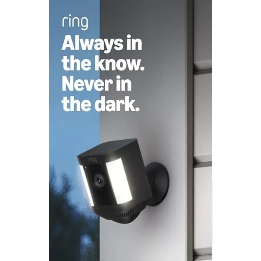 Like-New Ring Spotlight Cam Plus Battery Newest Model for Home or Business Security with HD Video Two-Way Talk Color Night Visi