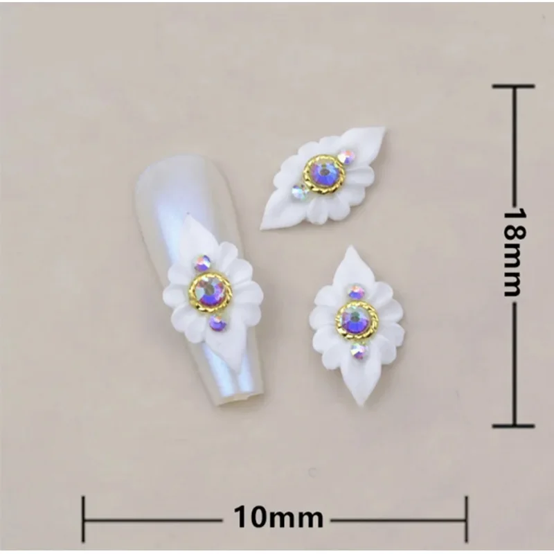 3d Handgemaakte Prachtige Snijwerk Acryl Bloemen Nagel Bedels Bloemblad Met Parel Steentjes Kristal Gesneden Diy Manicure Decoratie