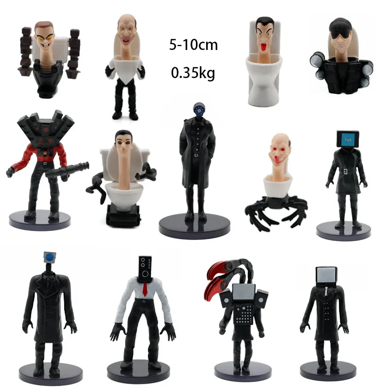 13pcs Skibidi Toilet Game Figurine Camera Man Figure TV Man Speaker Man Figures Decorations PVC Model Doll Kids Birthday Gift