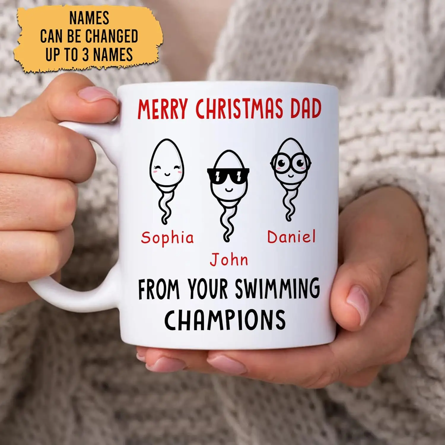 Personalized Funny Christmas Gifts For Dad Father Papa From Son Daughter - From Swimming Champions Custom Name 11oz