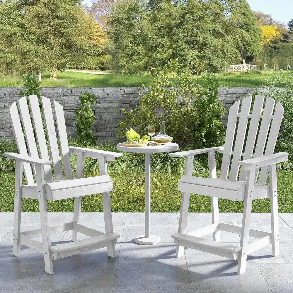 

Outdoor Bar Stool, HDPE Tall Adirondack Chair with Armrest & Footrest, Weather Resistant 47 Inch Counter Height, Custom