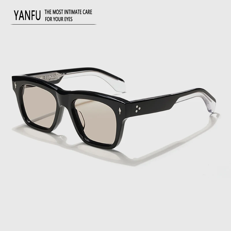 New Black Vintage Classic Acetate Square Sunglasses Fashion Retro Brand for Men Women Eyeglasses UV400 Outdoor GLASSES SCASH